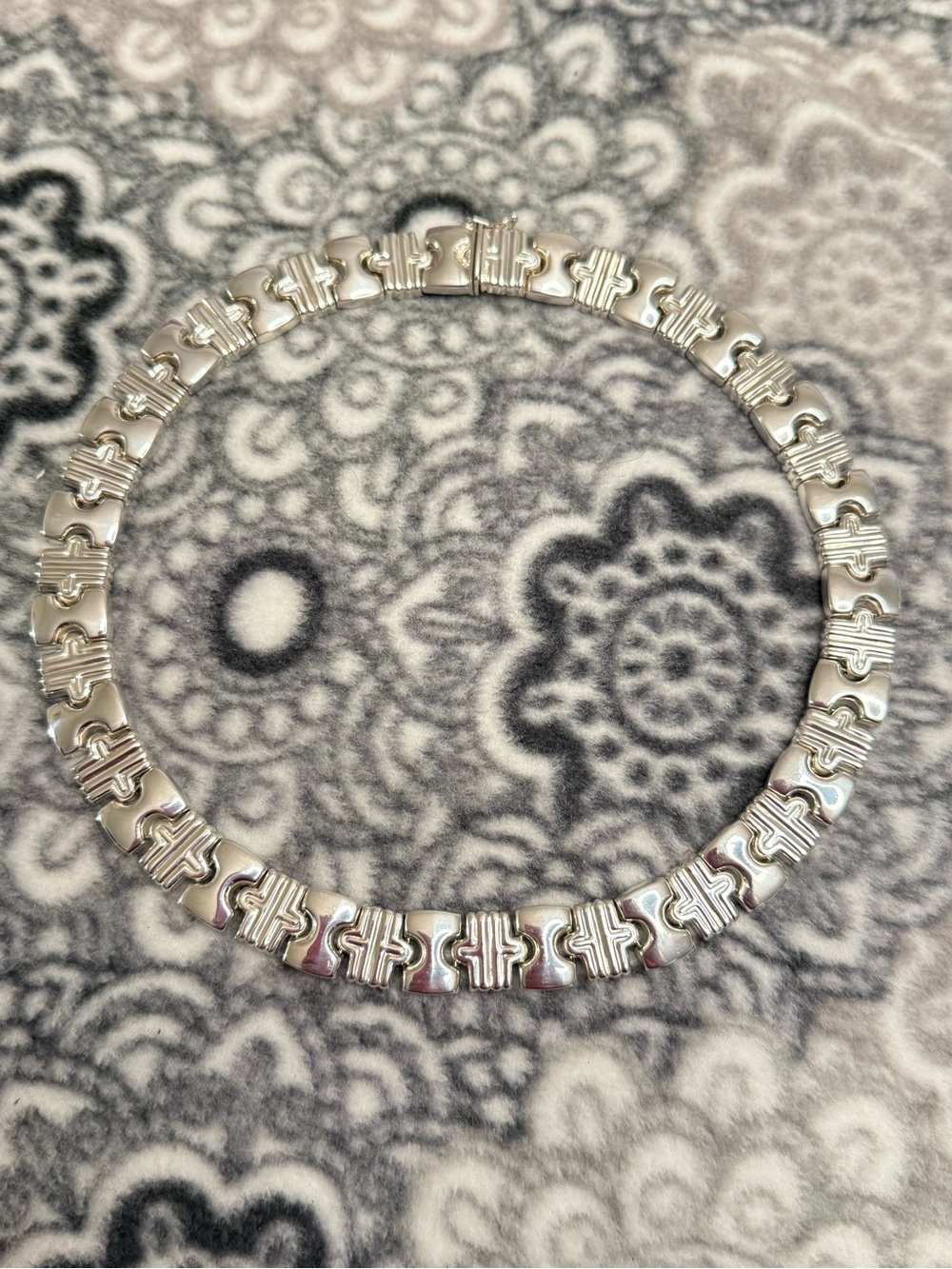 Sterling Silver Link Choker Necklace - Polished Silver - Picture 12 of 16